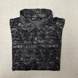 Travis Mathew Polo Mens Medium Gray Floral Pima Cotton Golf Performance Stretch